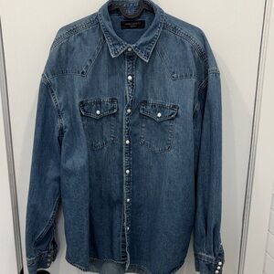 AllSaints Medium Denim Shirt Jacket in Light Blue